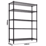 Estante em aço - 1200x450mm - 5 prateleiras - Preto