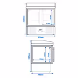 Pizzawerkbank PREMIUM - 935x700mm - granieten werkblad - met 2 glazen deuren