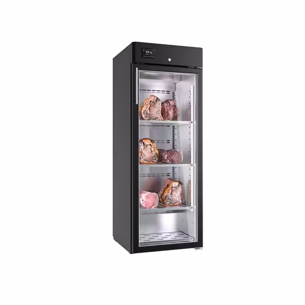 Professionele vleesrijpingskast - 600x656mm - met 1 glazen deur - Zwart - 340 liter