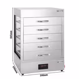 Cuiseur vapeur Dim Sum Professionnel - 2,5kW - Électronique - avec armoire vapeur 5 tiroirs