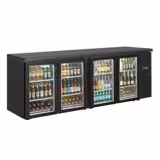 Mostrador de bar y bebidas ECO - 2542mm - 4 puertas de cristal sin marco - negro
