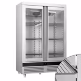 Koelkast met glasdeur RVS PREMIUM - 1400mm - 1200liter - tot +8°C - met 2 glasdeuren - geforceerde koeling, LED‑verlichting & legroosters