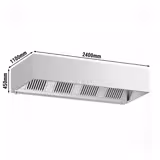 Cappa cubica professionale con motore - 2400mm - con filtri a labirinto e luci LED ad incasso