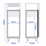Doorgeef vrieskast RVS PREMIUM - GN 2/1 - 700mm - 1460liter - tot -22°C tot -10°C - met 1 deur voor & achter - geforceerde koeling, automatische ontdooiing, LED‑verlichting & roosters