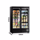 Murale Refrigerato Professionale - 1260mm - 991l - +2°/+8°C - con 2 porte a battente in vetrocamera & 5 ripiani - Nero
