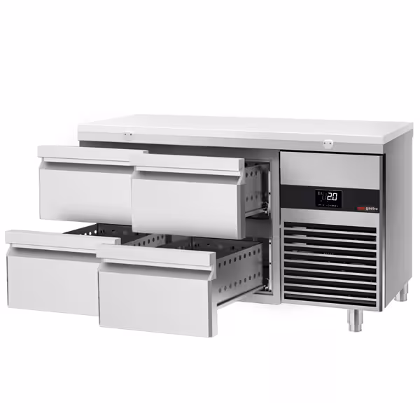 Koelwerkbank PREMIUM - 1400x700mm - met 4 lades - incl. snijplank wit