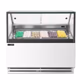 Vetrina Gelato THEO - 1300mm - Refrigerazione ventilata - con Illuminazione LED - per 6x Vasca da gelato da 5 Litri - Sbrinamento automatico - Bianco