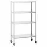 Scaffale in acciaio inox PREMIUM - 1000x500 mm - con 4 ripiani (REGOLABILI) - incl. 4 ruote