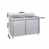 Evyeli Dolaplı Tezgah ECO - 1400x600mm - ile 2 evyeli