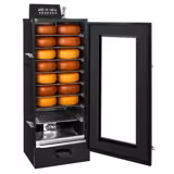 Compact Fumoir électrique professionnel - Commande électronique - avec 7 étagères et porte vitrée - 475x450mm - Noir