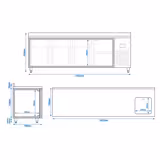 Koelwerkbank PREMIUM PLUS - 2452x700mm - 630 liter - met 3 deuren - met 2 lades - opstand
