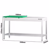 Tavolo da lavoro in acciaio inox PREMIUM - 2000x700mm - con ripiano inferiore - con tagliere GN 1/2 Verde in polietilene