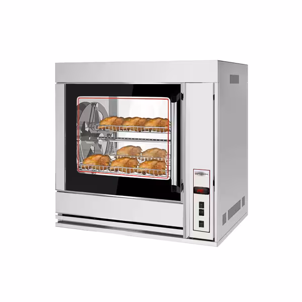 Elektro Rotations Hähnchengrill - 6,9 kW - mit 4 Drehkörben für bis zu bis zu 20 Hähnchen