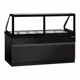 Hot Servery Counter TORONTO - 2100mm - black front - Bain Marie Top for 6x GN 1/1 - Black Granite Worktop