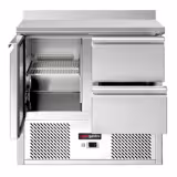 Saladette / mesa de resfriamento ECO - 0,9 x 0,7 m - com 1 porta e 2 gavetas 1/2 e mesa de apoio