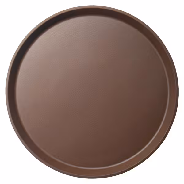 (6 stuks) CAMBRO | CAMTREAD® - Glasvezel dienblad - rond - ø 450mm - hoog profiel - Bruin