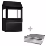 Grill węglowy TORONTO - 1110mm - front czarny - czarny blat z granitu - szyba ochronna przed ciepłem - Czarny - ruszt: 800x730mm - 2 ruszty