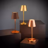 (4 stuks) Tafellamp - MERLE Mini - LED - oplaadbaar - draadloos - IP54 - dimbaar in 3 standen - Ø110mm - Goud