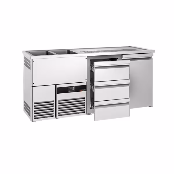 Dispensador de cerveza de barril de tiro directo PREMIUM - 1x 50 litros - 1950x700mm - 1 puerta & 3 cajones