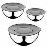 9 delige RVS kommenset - Ø 160, 200, 240mm - incl. rasp en opbergdeksel