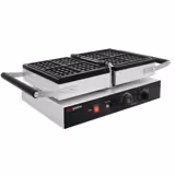 Máquina de waffles PROFISSIONAL - Simples - Manual - 1,6kW - Forma: Bruxelas (waffle belga) - para 4 unid - com superfície de cozedura rotativa a 180°