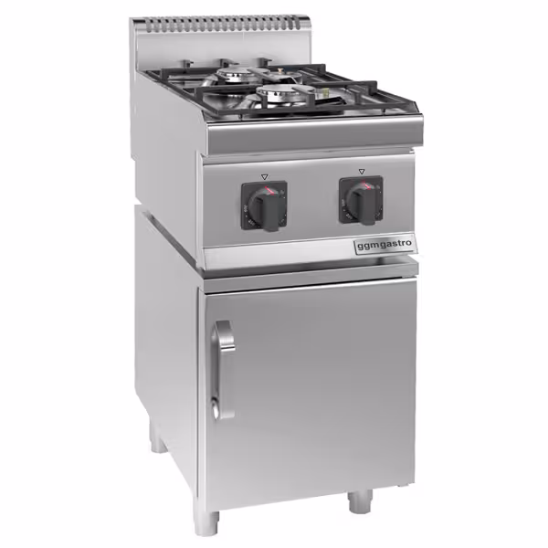 Fogão a gás - 2 queimadores (7 kW) com chama piloto - incl. Subestrutura com 1 porta