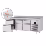 Soğutmalı tezgah PREMIUM PLUS - 1960x600mm - 6 çekmeceli - fanlı soğutma; dijital termostat; otomatik defrost - arkası yükseltilmiş tezgah (100mm)