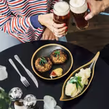 (6 stuks) Schaal - CROCKER - Melamine - 0,65L - bladvormig - 420x140mm - Diepte:95mm - stapelbaar - bruin/terrakotta