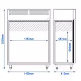 Kühlschrank Edelstahl PREMIUM - GN 2/1 - 1400 Liter - mit 2 Glastüren