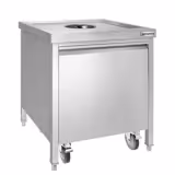 Kosz na śmieci - 700x700x870mm - z wózkiem - z otworem wrzutowym i wysuwem frontowym - stal nierdzewna