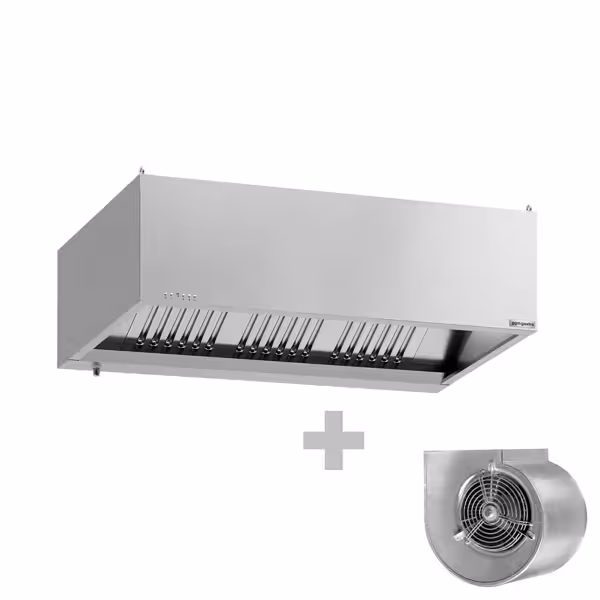 Commercial Wall-Mounted Extractor Hood with Motor – 1600mm – with Speed Controller, Baffle Filters & LED Lighting