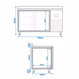 Koelwerkbank PREMIUM PLUS - 1468x700mm - met 2 deuren - met opstand