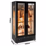 Professionele vleesrijpingskast - 1000x695mm - met 2 glazen deuren - Zwart - 1300 liter