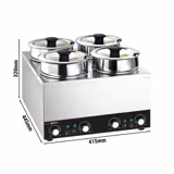 Bain marie - soppstation - 14,0 l - 600 W - 4 grytor à 3,5 l