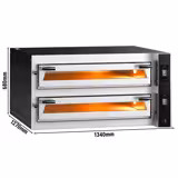 Elektrisk pizzaugn (el-däck/box) - med stenhärd - 1340x1270 mm - 9+9 x Ø 35 cm - 2‑däck - upp till 400 °C - Digital