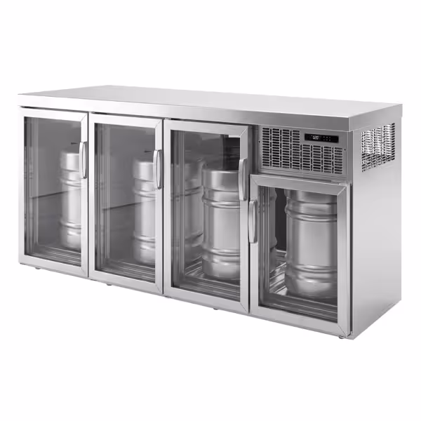 Fustenkoeling stekkerklaar - 4x50L fusten - 2120x600mm - met 4 glazen deuren