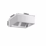 Hotte à adosser professionnelle - Profondeur 1100 - 1200mm - sans moteur - avec filtres et éclairage