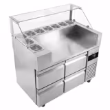 Zubereitungstisch - 1210mm - 4 Schubladen - für 9x 1/6 GN-Behälte - inkl. Crêpes-Gerät