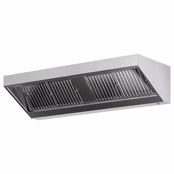 Wandafzuigkap RVS - 700mm diep - 2200mm - met motor - met 4 labyrintfilters en verlichting - snelheidsregelaar vereist (extern) - 1350m³/u