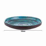 (6 stuks) CANCUN - bord - rond - melamine - Ø180mm - blauw/bruin