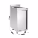 Rozsdamentes acél mosogató szekrény - 400x600 mm - nyílóajtóval - beépített hulladéktárolóval - 1 medence