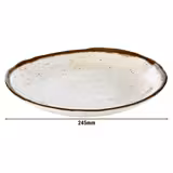 (6 pcs) STONE ART | Platter - flat - Melamine - Ø245mm - White/Brown