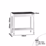 Pracovní stůl PREMIUM z nerezové oceli - 700x600 mm - se spodní policí - vč. žulové pracovní desky