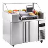 Commercial Saladette Prep Counter - 1210x700mm - 2 Doors - for 9x GN 1/6 - incl. Digital contact grill