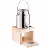 Milk Dispenser - BRIDGE - stainless-steel dispenser on maple-wood stand with self-close tap - 3 Litres - Stainless steel - incl. ice pack in base & touchless adaptor
