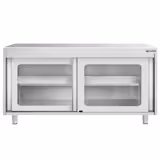 Stainless steel work cabinet PREMIUM - 1600x600mm - with sliding glass door