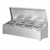 Portaspezie da banco in acciaio inox da banco - per 4 bacinelle GN 1/6 - con bacinelle incluse