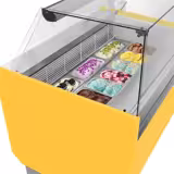 Schepijsvitrine LIAM - 1310x920x1350mm - Statische koeling - met LED-verlichting - met (gekoeld) reservevak - voor 10+10x 5 liter ijsbak - Geel