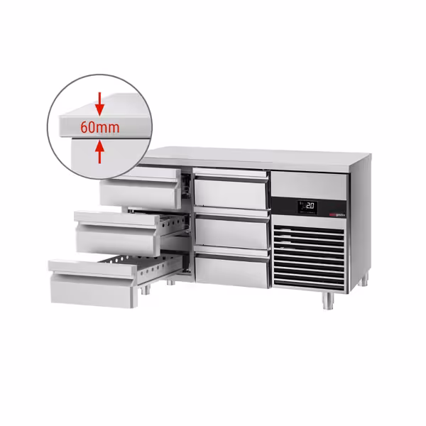 Masa rece PREMIUM - 1,4 x 0,7 m - cu 6 sertare 1/3