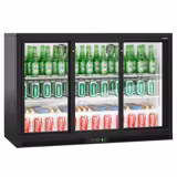 Commercial Back Bar Cooler - 1350mm - 320L - with 3 glass sliding doors - Black - For UK
